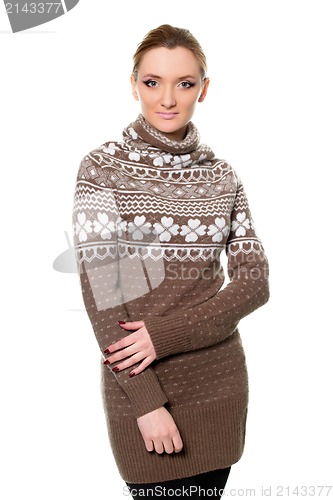 Image of nice young woman in sweater