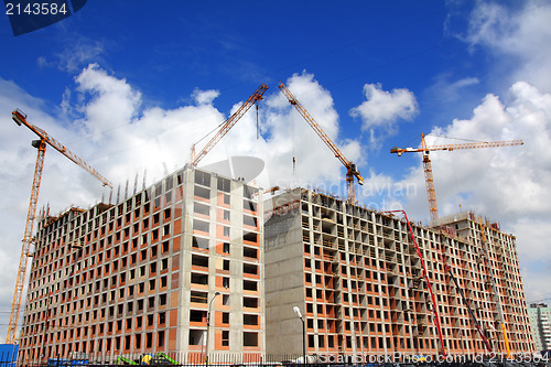 Image of working construction cranes