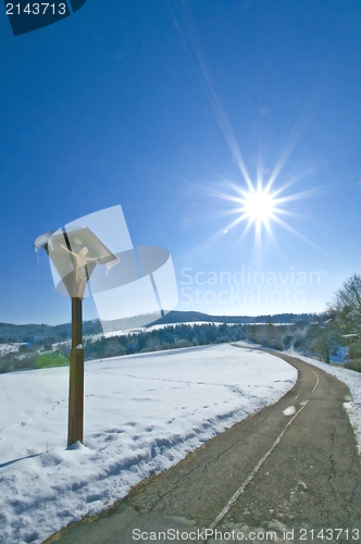 Image of Jesus on cross in wintertime