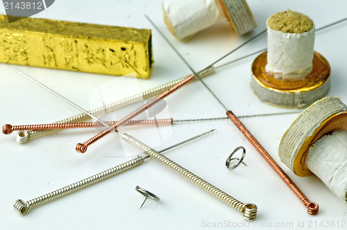 Image of acupuncture needles and moxibustion 