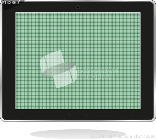 Image of Tablet pc with green screen isolated on white background
