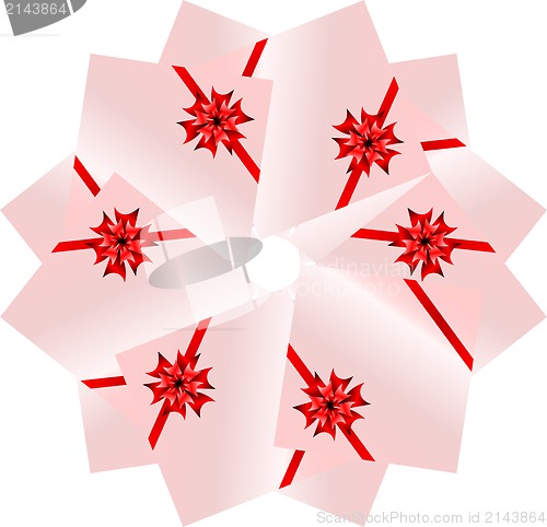 Image of A collection of red ribbons on gift boxes. seamless pattern