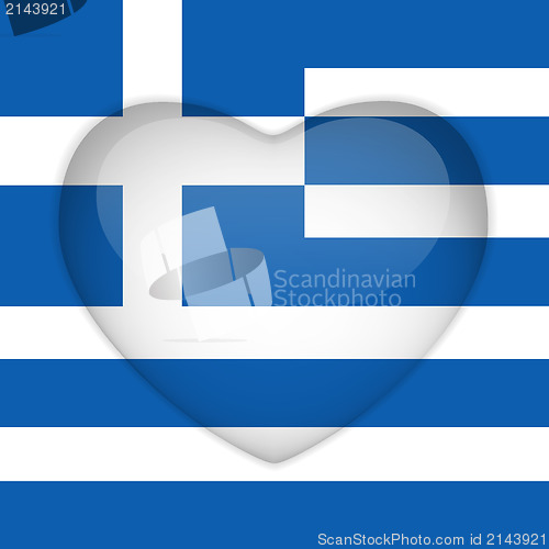 Image of Greece Flag Heart Glossy Button