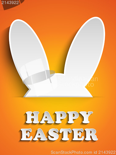 Image of Happy Easter Rabbit Bunny on Orange Background