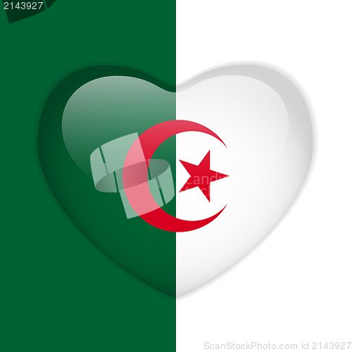 Image of Algeria Flag Heart Glossy Button