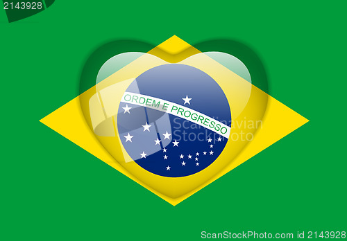 Image of Brazil Flag Heart Glossy Button