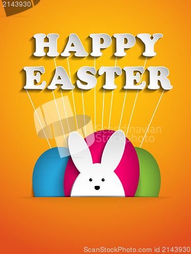 Image of Happy Easter Rabbit Bunny on Orange Background