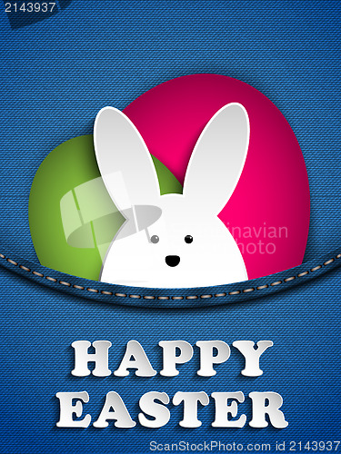 Image of Happy Easter Rabbit Bunny in Jeans Pocket