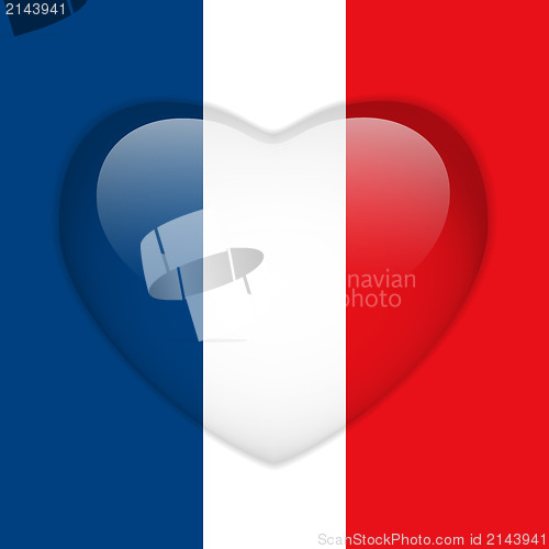 Image of France Flag Heart Glossy Button