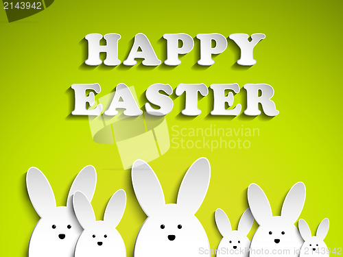 Image of Happy Easter Rabbit Bunny on Green Background