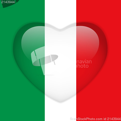 Image of Italy Flag Heart Glossy Button