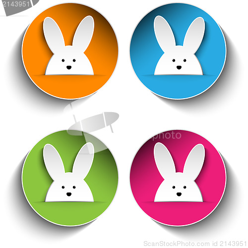 Image of Set of Four Happy Easter Bunny Stickers