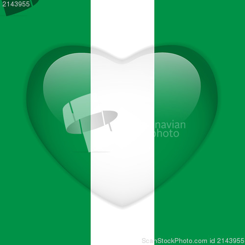 Image of Nigeria Flag Heart Glossy Button