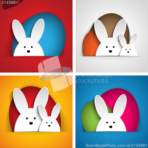 Image of Happy Easter Rabbit Bunny on Orange Background