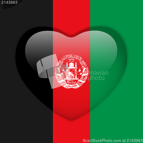 Image of Afghanistan Flag Heart Glossy Button