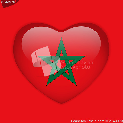 Image of Morocco Flag Heart Glossy Button