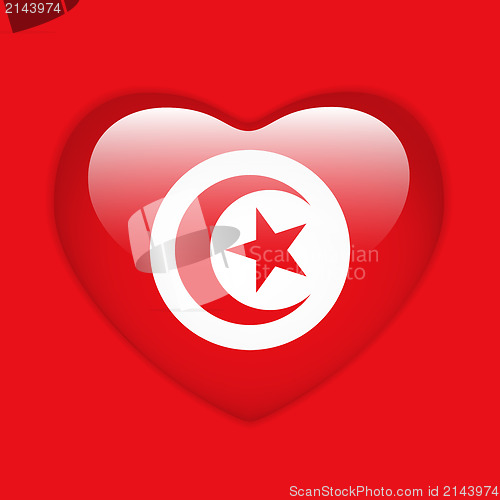 Image of Tunisia Flag Heart Glossy Button