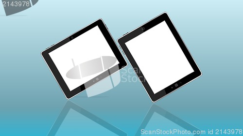 Image of Black abstract tablet computer (tablet pc) on white background, Modern portable touch pad device