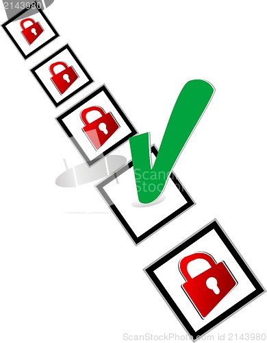 Image of Check box with red and green check mark