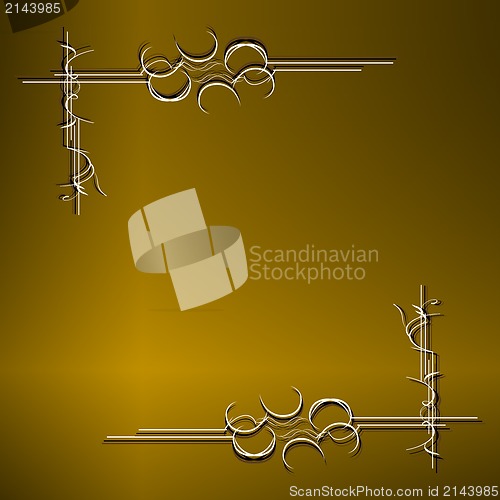 Image of Vintage golden frame on dark ornate background