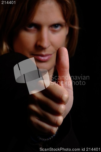 Image of woman and thumb