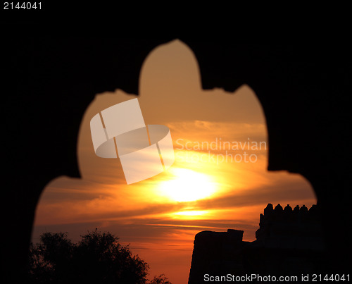 Image of sunset in india arch silhouette