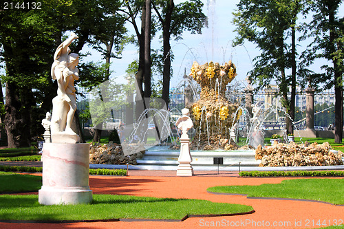 Image of renovated Summer garden park in St. Petersburg