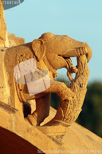 Image of elephants on hinduism temple