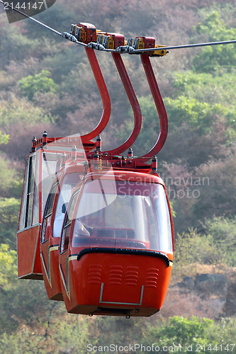 Image of red funicular cabin