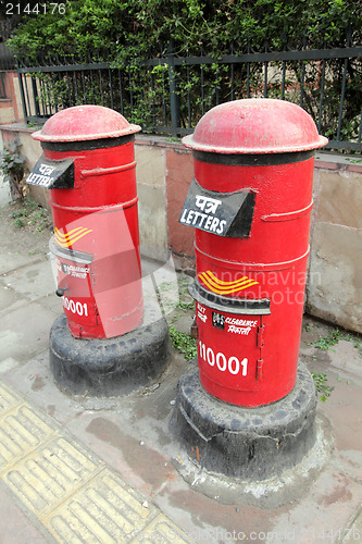 Image of red letter boxes in india