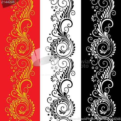 Image of Three decorative flower seamless patterns