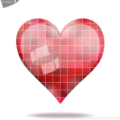 Image of Abstract scarlet mosaic 3D heart icon