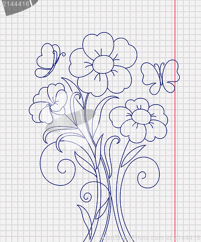 Image of Kidstyle flower sketch on the paper sheet