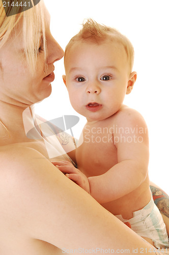 Image of Baby boy with his mother.