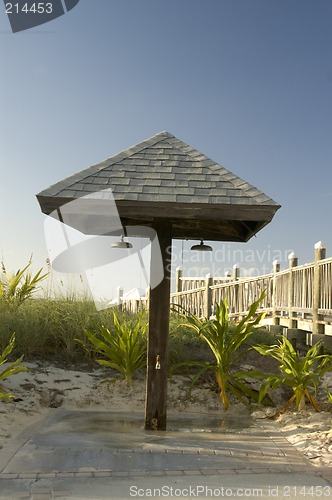 Image of outdoor shower at beach