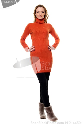 Image of woman in orange sweater