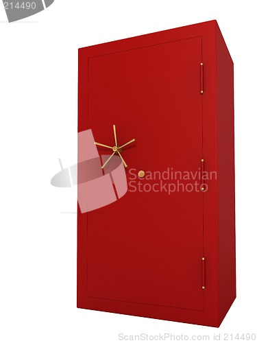 Image of red safe isolated on white background (include clipping path)