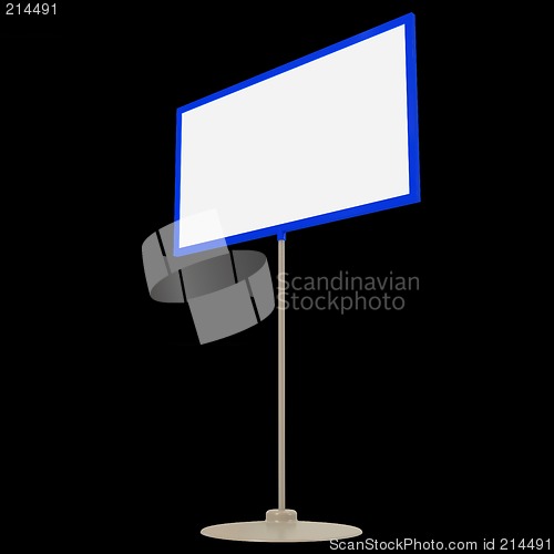 Image of blank info board foreshortening 1 isolated on black (with clipping path)