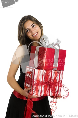 Image of Happy woman with gifts