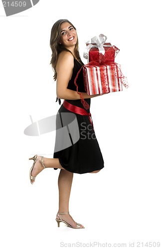 Image of Happy woman with a gift