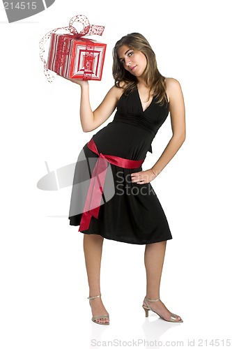 Image of Happy woman with a gift