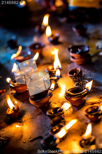 Image of Burning candles in the Indian temple.