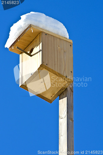 Image of Birdhouse with snow