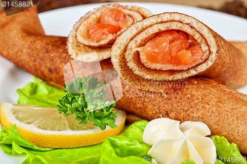 Image of Pancakes with salmon