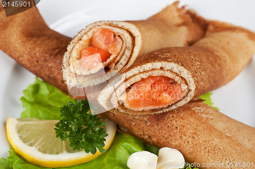 Image of Pancakes with salmon