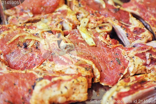 Image of marinated pork meat shashlik