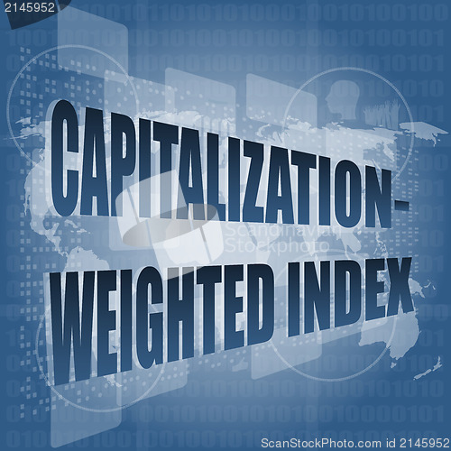 Image of capitalization weighted index words on touch screen interface