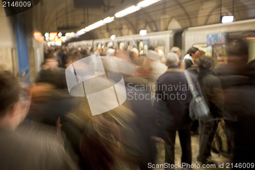 Image of Busy Subway Platform in Rome, Italy