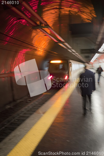 Image of Busy Subway Platform in Rome, Italy