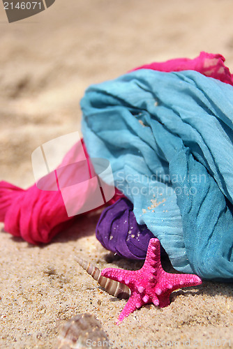 Image of Vivid shawles and pink starfish